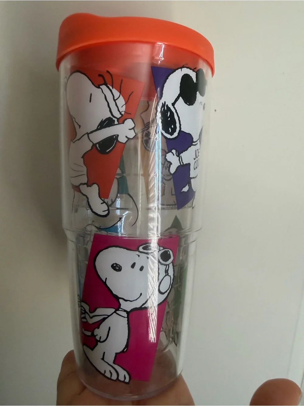 Official Peanuts Snoopy Joe cool Orange-Lid Travel Tumbler Licensed Drinkware